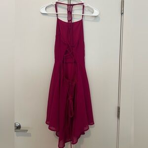 *FUCHSIA* Lulus Good Deeds Lace-Up Strappy Back Mini Dress XL